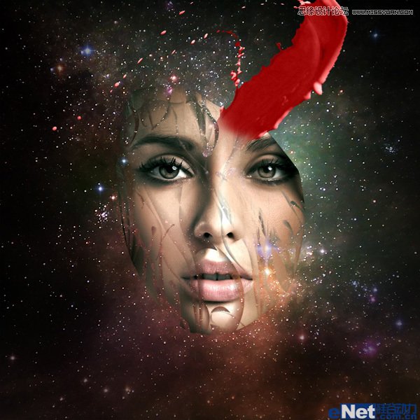 Photoshop制作创意撕裂的面部效果