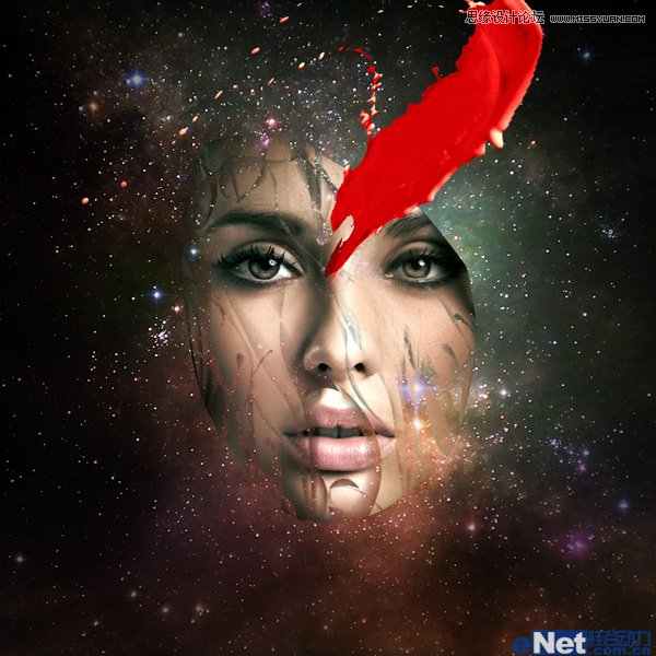 Photoshop制作创意撕裂的面部效果