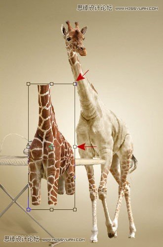 Photoshop创意设计给自己熨衣服的长颈鹿