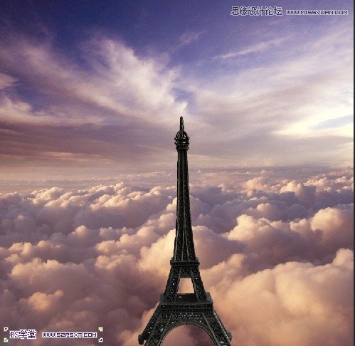 Photoshop合成站在埃尔菲铁塔上的小女孩