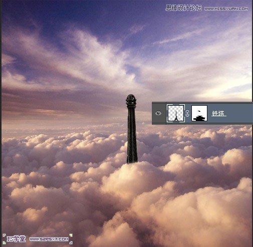 Photoshop合成站在埃尔菲铁塔上的小女孩