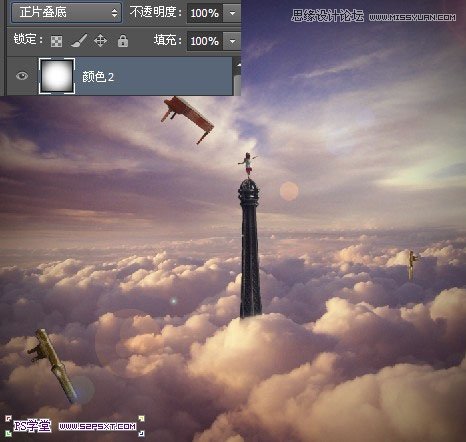 Photoshop合成站在埃尔菲铁塔上的小女孩