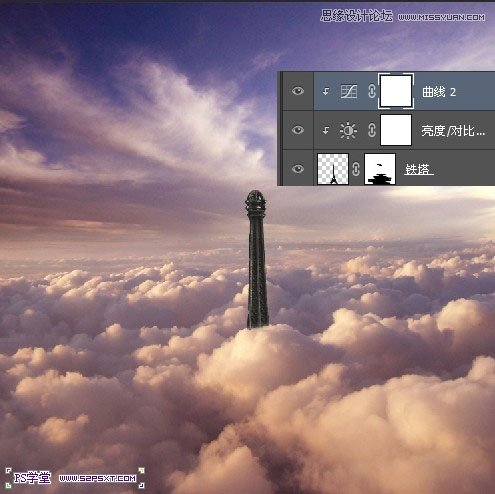 Photoshop合成站在埃尔菲铁塔上的小女孩