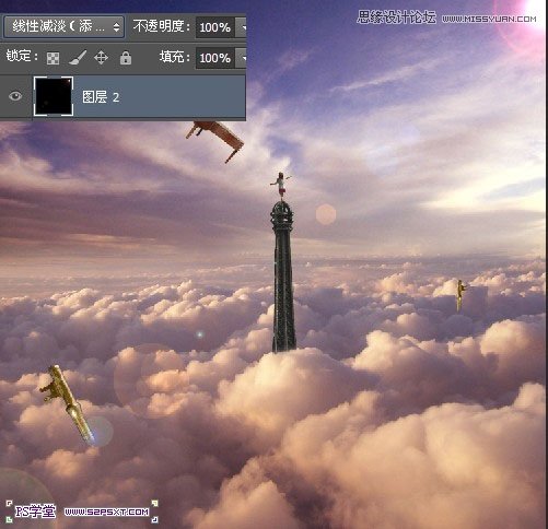 Photoshop合成站在埃尔菲铁塔上的小女孩