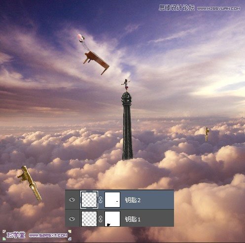 Photoshop合成站在埃尔菲铁塔上的小女孩