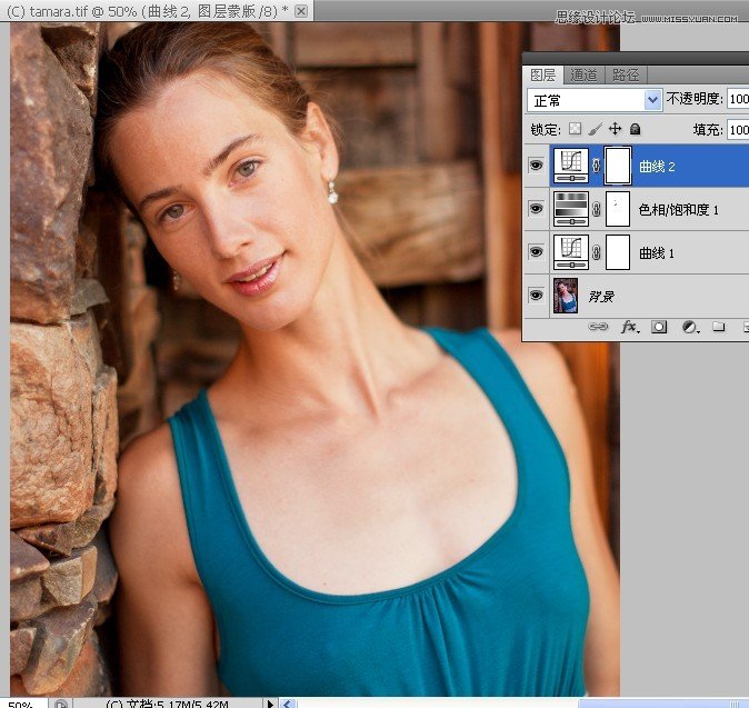 Photoshop给偏青色人像照片恢复自然肤色