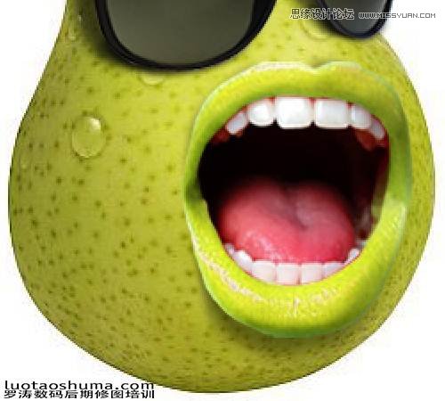Photoshop创意合成长着大嘴巴的鸭梨