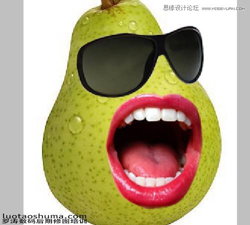 Photoshop创意合成长着大嘴巴的鸭梨