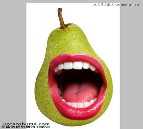Photoshop创意合成长着大嘴巴的鸭梨