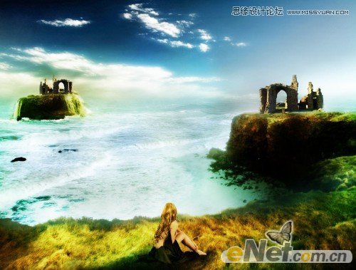 Photoshop合成哑光海景古迹遗址场景