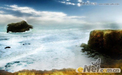 Photoshop合成哑光海景古迹遗址场景