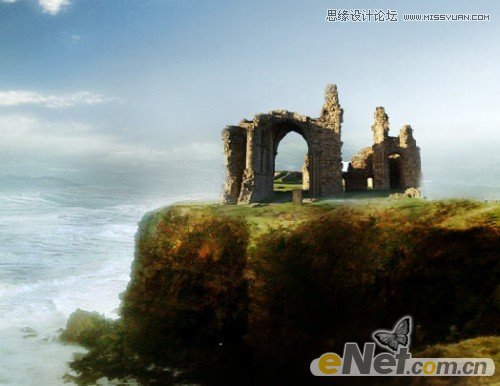 Photoshop合成哑光海景古迹遗址场景