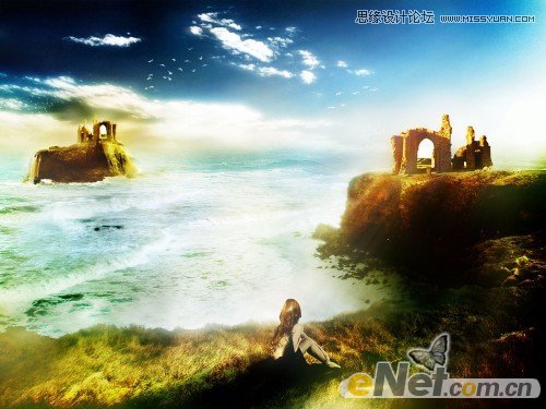 Photoshop合成哑光海景古迹遗址场景
