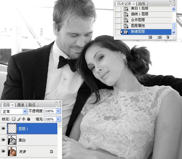 Photoshop把国外混片调成质感黑白效果