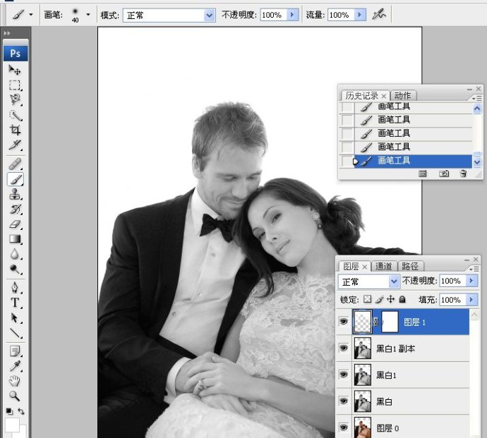Photoshop把国外混片调成质感黑白效果
