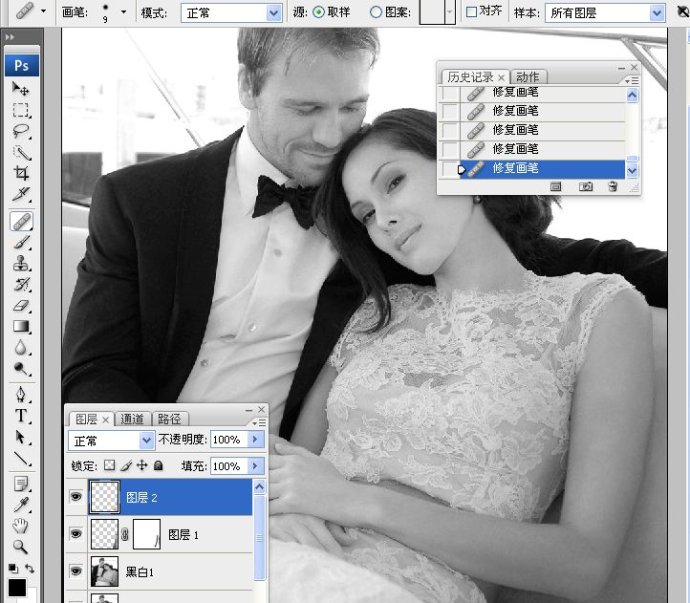 Photoshop把国外混片调成质感黑白效果