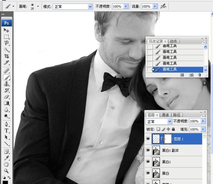 Photoshop把国外混片调成质感黑白效果