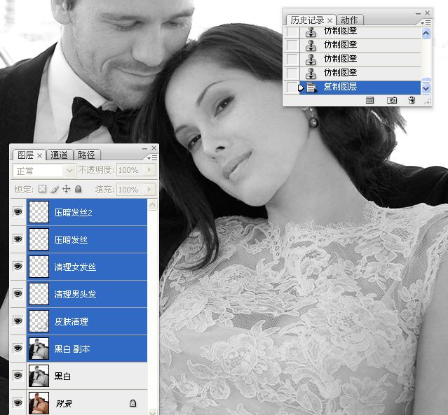 Photoshop把国外混片调成质感黑白效果