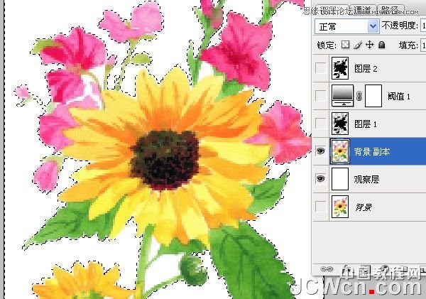 Photoshop给花朵照片制作成十字绣效果