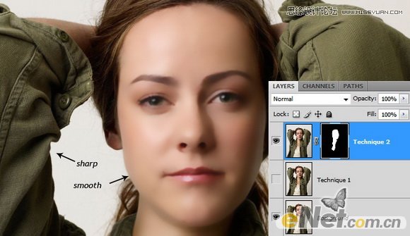 Photoshop使用五点修复画笔工具给美女磨皮