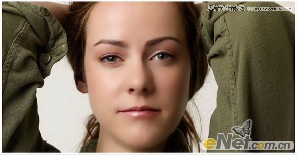 Photoshop使用五点修复画笔工具给美女磨皮