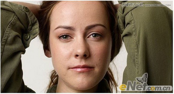 Photoshop使用五点修复画笔工具给美女磨皮