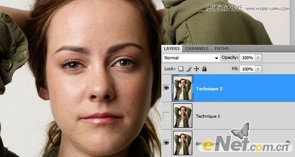 Photoshop使用五点修复画笔工具给美女磨皮