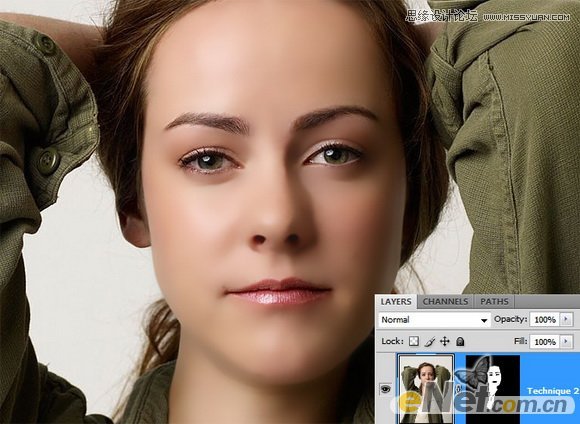 Photoshop使用五点修复画笔工具给美女磨皮