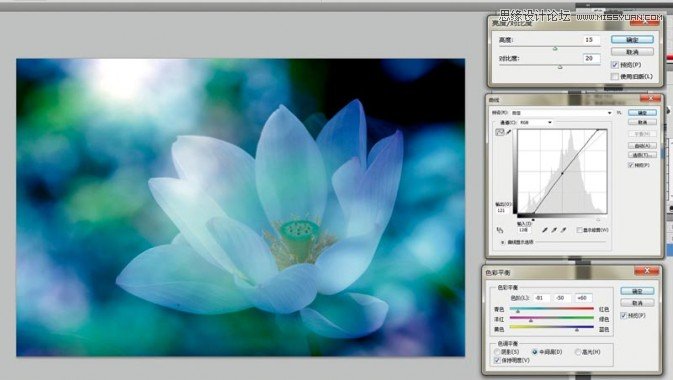 Photoshop制作梦幻风格的紫色荷花