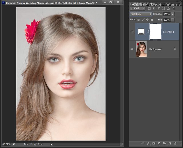 Photoshop CS6制作美女奶油白色肤色效果