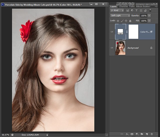Photoshop CS6制作美女奶油白色肤色效果