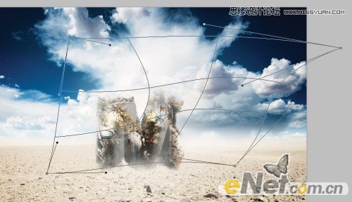 Photoshop制作沙漠中的钢筋立体字教程