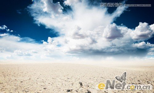 Photoshop制作沙漠中的钢筋立体字教程