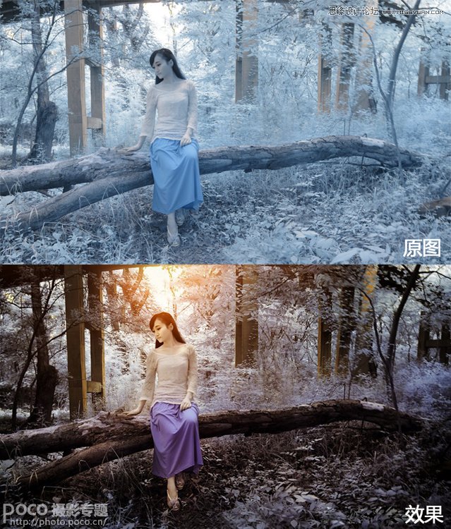 Photoshop给偏青色美女照调出唯美意境效果