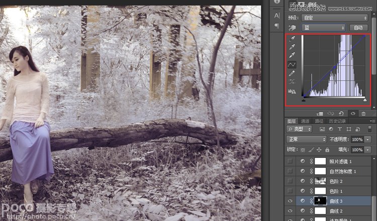 Photoshop给偏青色美女照调出唯美意境效果