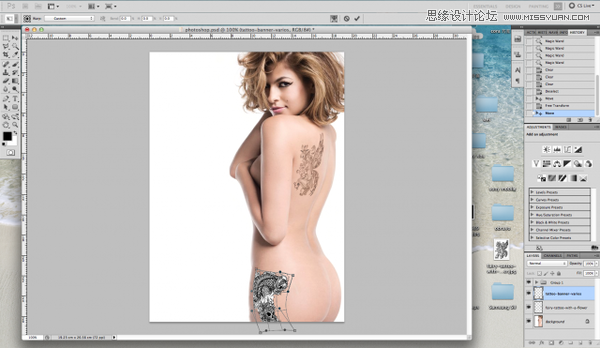 Photoshop给性感美女添加刺青纹身效果