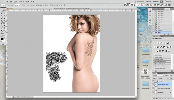 Photoshop给性感美女添加刺青纹身效果