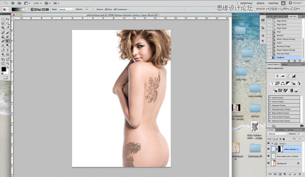 Photoshop给性感美女添加刺青纹身效果