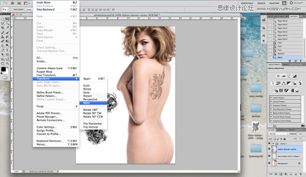 Photoshop给性感美女添加刺青纹身效果