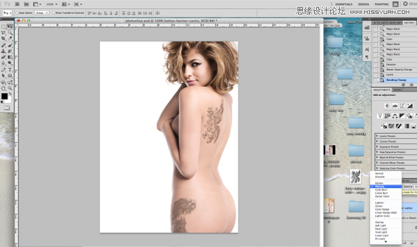 Photoshop给性感美女添加刺青纹身效果