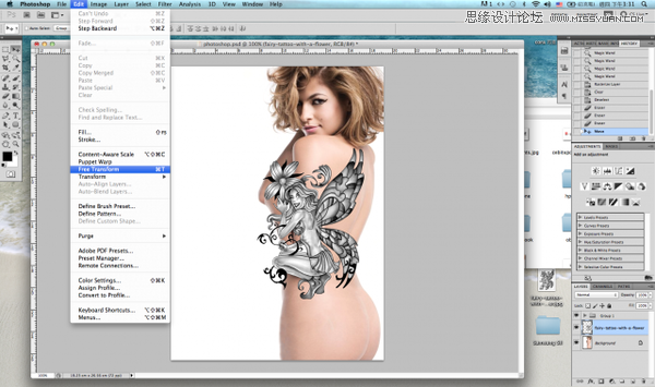 Photoshop给性感美女添加刺青纹身效果