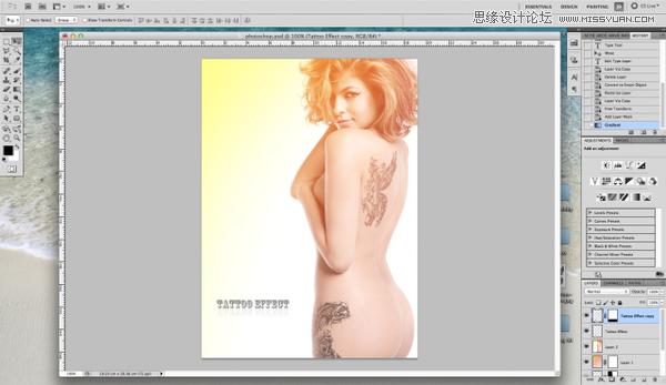 Photoshop给性感美女添加刺青纹身效果