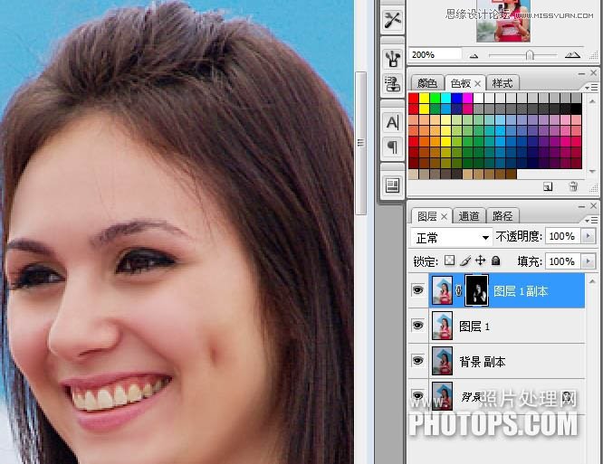 Photoshop给偏灰色外景美女照片调亮处理
