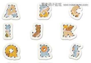 Photoshop制作颓废剪贴风格的缝线字教程