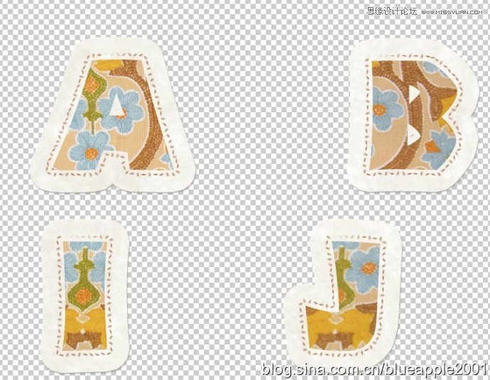 Photoshop制作颓废剪贴风格的缝线字教程