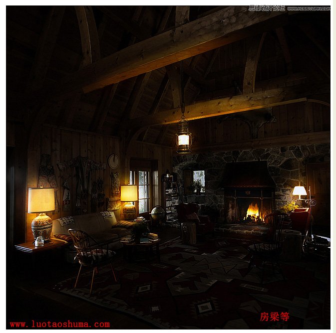 Photoshop将白昼室内图片打造成夜晚灯光效果