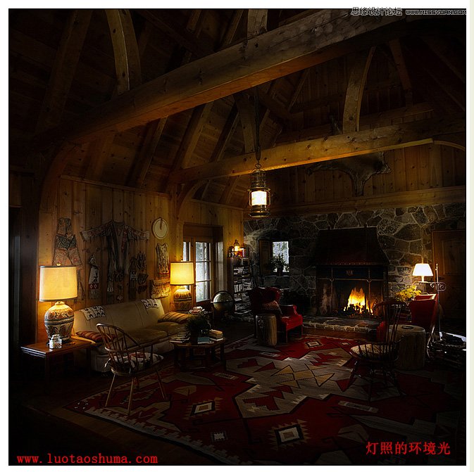 Photoshop将白昼室内图片打造成夜晚灯光效果