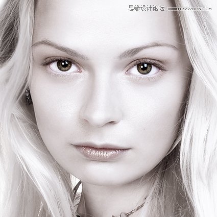 Photoshop调出国外美女照片白发柔美效果