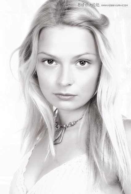 Photoshop调出国外美女照片白发柔美效果