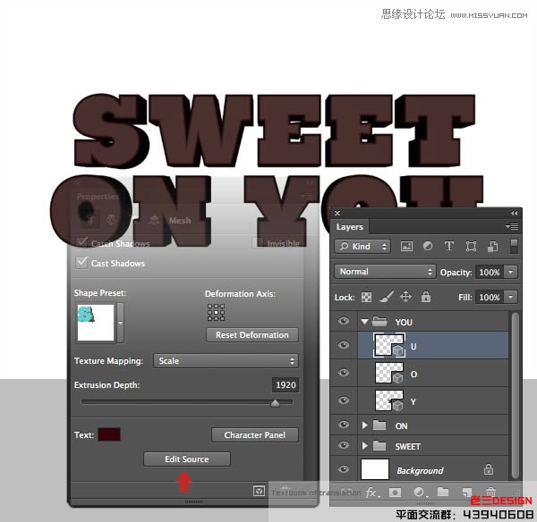 Photoshop巧用CS63D功能制作立体字教程